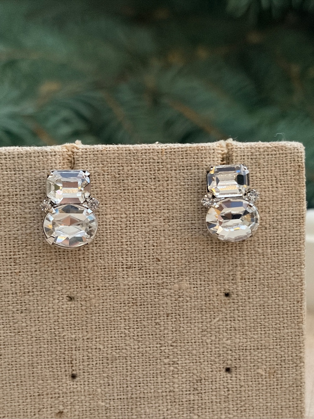 Loren Hope Crystal Clara Stud Earrings Emerald Cut Oval Drop